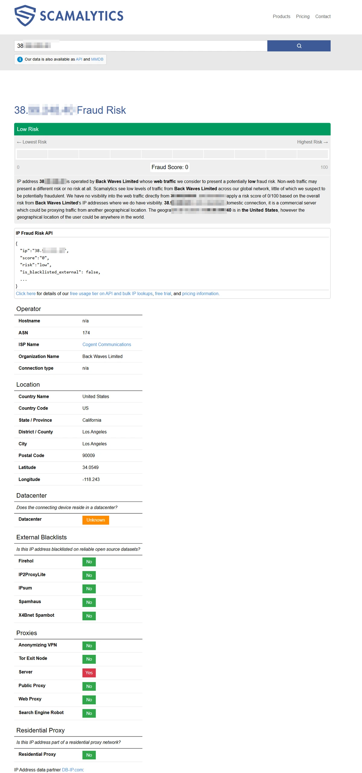 顺畅网络美国出口 Scamalytics